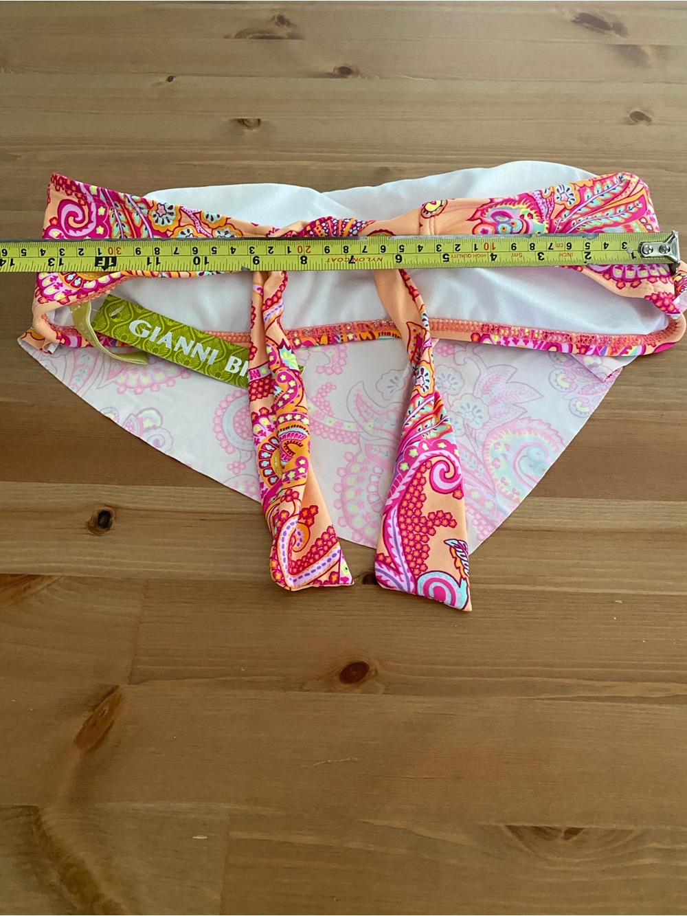 Gianni Bini Bikini Swim Top Colorful Triangle Tie Back Strapless Women’s Size L - Picture 9 of 10